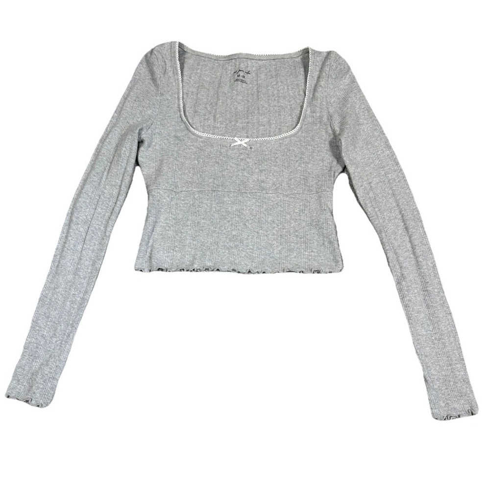 Urban‎ Outfitters Out From Under Top Womens Medium Gray Knit Pointelle Lounge